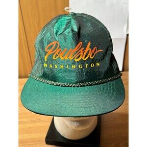 Vintage Poulsbo Washington Strapback Nylon Rope‎ Hat Green